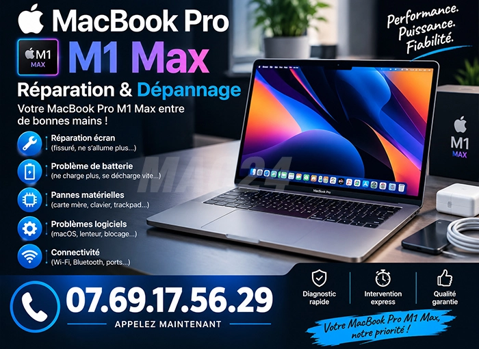 Entretien de MacBook Pro M1 Max  ☎ 07.69.17.56.29