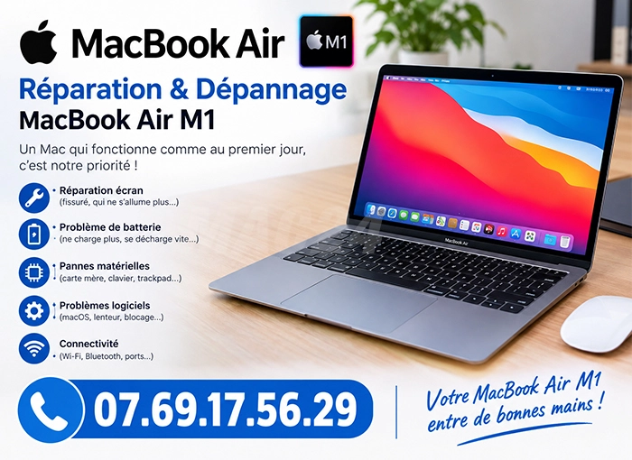 Réparation de MacBook Air M1  ☎ 09.54.68.64.28